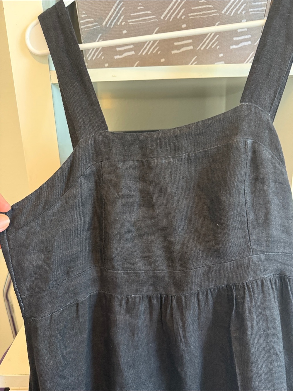 Black Linen Maxi Dress with Square Neck - Picture 4 of 11